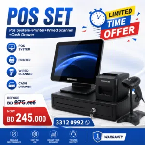 POS SET, Pos system + Receipt Printer + Wired Barcode Scanner + Cash Drawer