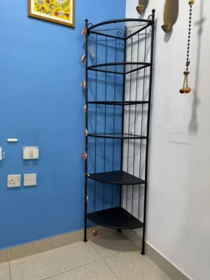 Black - Metal and Glass Corner Shelf Unit - 6 shelves for sale