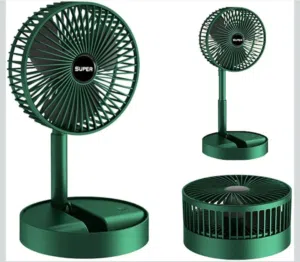 Portable Folding Fan, Rechargeable Standing Pedestal USB Fan, 3 Speeds, 2000mAh Battery Operated Fan