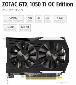 كرت شاشه GTX 1050Ti oc zotac