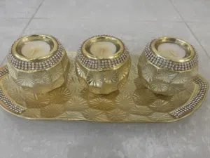Home decor candle holder with tray