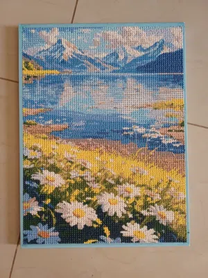 Painting with diamonds completed by hand