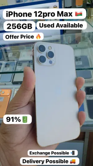 iPhone 12ProMax 256Gb Arabic version 91% battery health less use Golden color