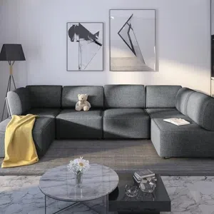 NEW SOFA DESIGN L SHAPE MODREN LOOK 3 YEAR WARRANTY ORIGINAL WOOD SOFT FOAM WATER PROOF FABRIC SEEB