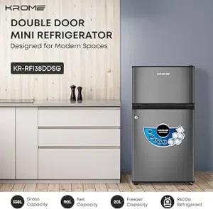 KROME 138L Double Door Refrigerator, KR-RF138DDSG