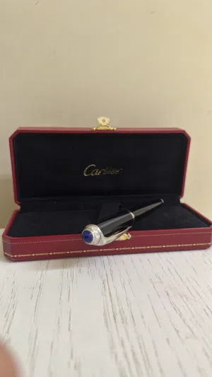 قلم كارتير الاصلي cartier رودستر حجر ازرق مع العلبة