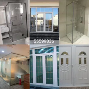 تركيب زجاج وأعمال ألمنيوم إلخ.