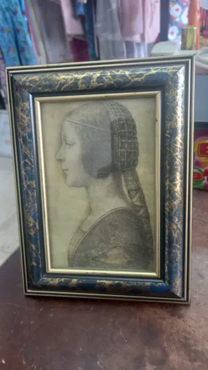 لوحة فنية منسوبة لديفنشي قياس البرواز عرض 15 سم طول 20 سم