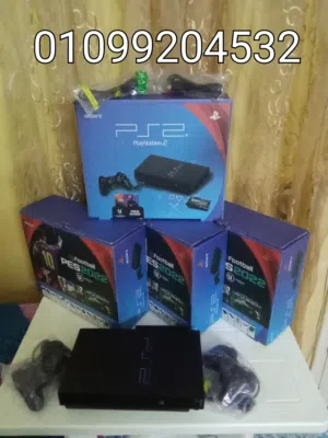 بلايستيشن 2 هارد 80 بالكرتونه ضمان 3 شهور معاه دراعين جديد ووصلات جديده باقه الالعاب مميزه لحد بيس 2