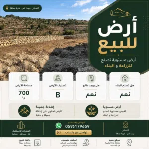 ارض للبيع الخليل - بيت امر