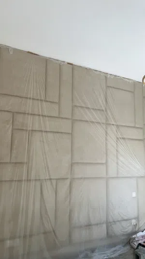 سرير باللون البيج modern bed in beige color with mattress