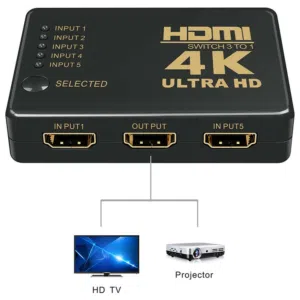 4K HDMI Switch 5 Port Switcher Selector Splitter Hub Box 4K 1080P For TV PC