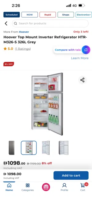 Hoover fridge  326 L for sale