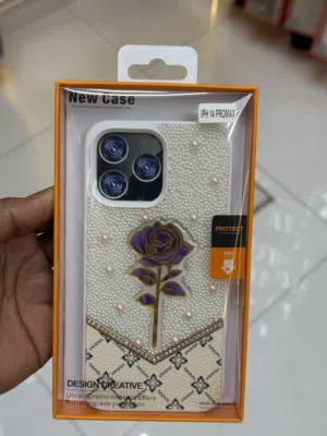 iPhone 14 Pro Max Case – Pearl flower case  Luxury Ladies  Designer Cover