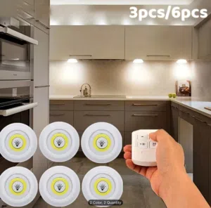 لمسة ضوء راقية..تحكم ذكي بلا أسلاك مصابيح LED ذكية لاسلكية تحت الخزانة (3 أو 6 قطع) مع ريموت كنترول