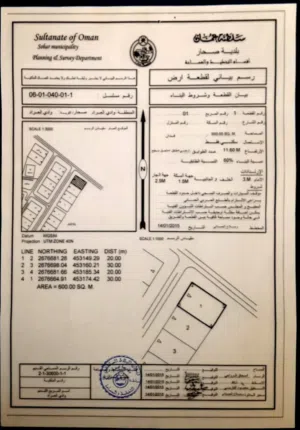ارض للبيع صحار / وادي لعراد