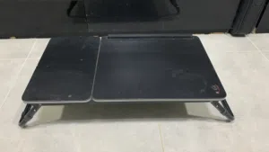 Adjustable foldable laptop bed table - black