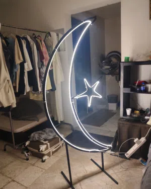 Crescent and Star LED floor stand
