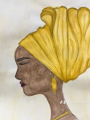 لوحة لامرأة إفريقية بالألوان المائية