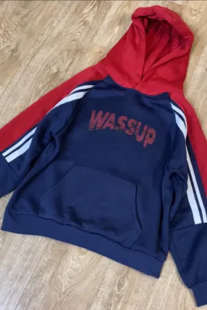 Aesthetic blue and red hoodie