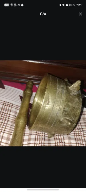 هون نحاس قديم ثقيل 6.5 كجم مع المدقة الأصلية – أنتيك
