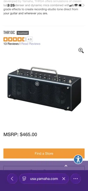 Amp guitar Yamaha THR10c