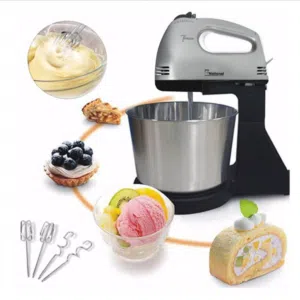 عجانه خفاق بيض مع جرن وعاء ستيل 3 لتر 7 سرعات عجانة خفاق بيض لصنع الحلويات خلاط