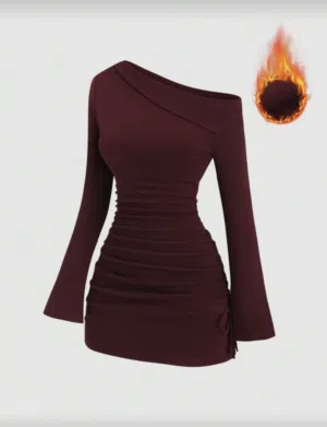 فستان قصير عنابي