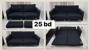 Sofa bed :25 bd (negotiable) 3 sofas (set) with 2 side tables: 25 bd (negotiable)