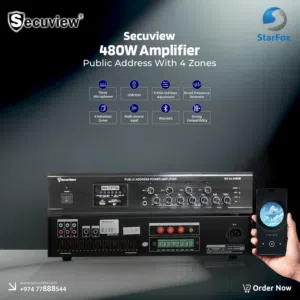 Secuview 480W Public Address Amplifier (4 Zones) (مضخم الصوت العام Secuview بقدرة 480 واط (4 مناطق))
