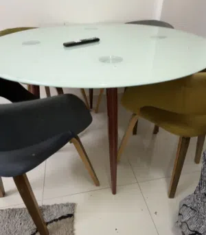 Glass Dinning Table with 4 Chairs