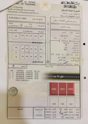 للبيع ثلاث أراضي  شبك ممتازة  في بركاء القريحة الثامنة وسطيات - زاوية ، رقم القطعة (1935\1934\1933)