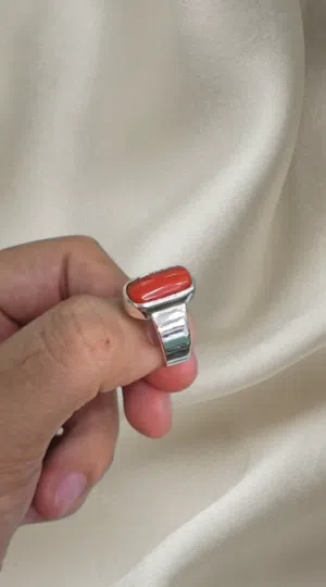 Red Coral Italian Ring