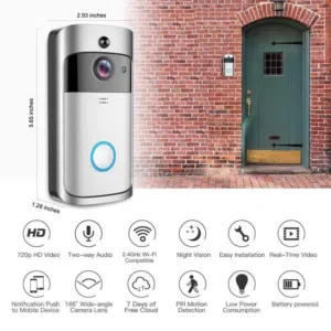 جرس الفيديو الذكي الشهير V5 video doorbell مع اتصال واي فاي وحساس الحركة والرؤية الليلية