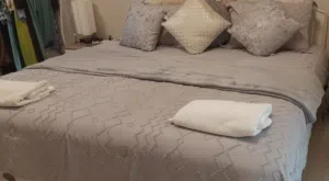 Super king size bed and mattress.