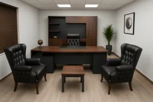 مكتب إداري راقٍ بتصميم عصري ومميز تجمع بين الفخامة الراحه والاحترافية