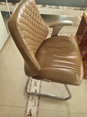 Beige leather 2 office chairs