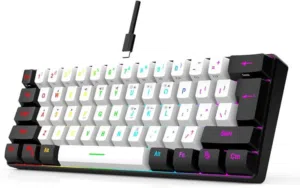 60% Membrane Gaming Keyboard RGB Black And White Used 60٪ لوحة مفاتيح الألعاب الميكانيكية RGB أبيض