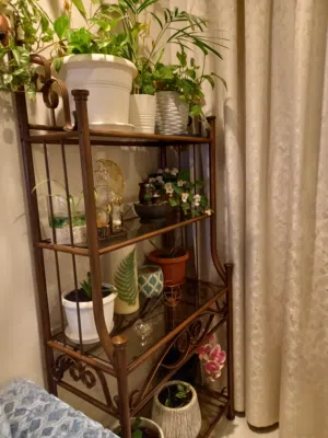 Iron stand with glass shelves very good condition like new not damaged very good condition