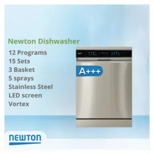 جلاية نيوتن 5 مرشات 12 برنامج 15 طقم 3 سلات توفير طاقة A+++ فتح تلقائي للباب عند الأنتهاء ستانلس