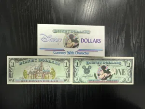 Vintage Disney Dollars Lot of 2 Notes & Original Sleeve