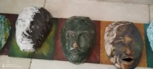 مجسمات وجوه ديكور من الفخار الشغل اليدوي