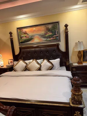 Bedroom furniture matching set, king bed, almirah wardrobe, cupboard, dressing table, side tables