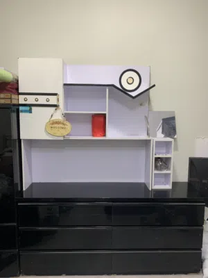 Sleek Modern Black Dresser , Stylish White Storage Cabinet with Unique Design