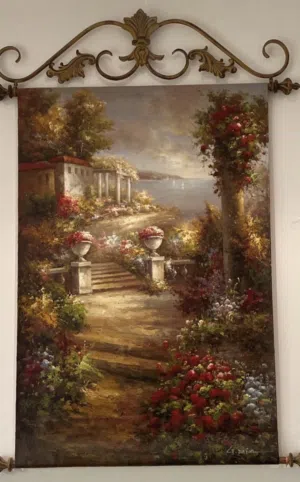 Framed Landscape art oil Painting with Metal Scroll Hanger - 6 pieces