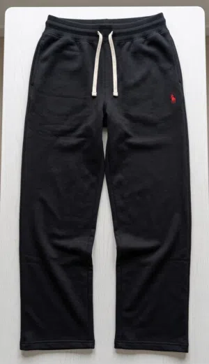 US Polo Black Cotton Sweatpants Wide Legs Baggy Fit