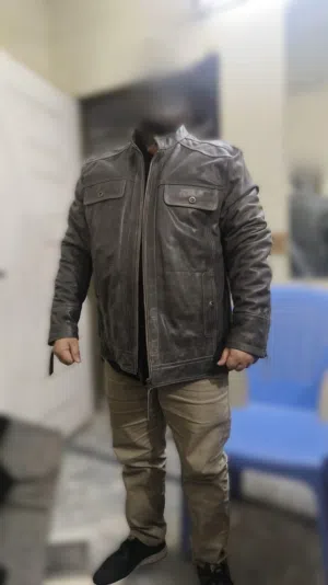Genuine Pakistani Leather Jacket – Premium Quality, Brand new, Grey colour