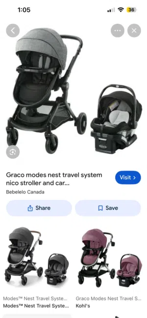 عرباي graco اصلية 3x1  بجميع محتوياتها للبيع
