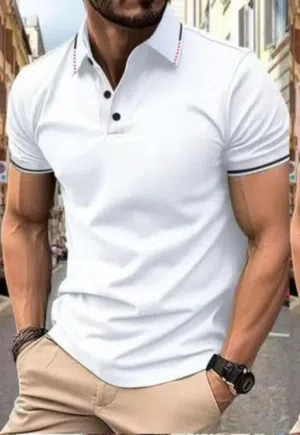 تيشيرت ياخه صيفي هاف نوع بولو حجري ناعم رجالي