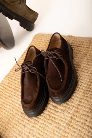 Massimo Dutti Dark Brown Suede Derby Shoes – Premium Classic Style